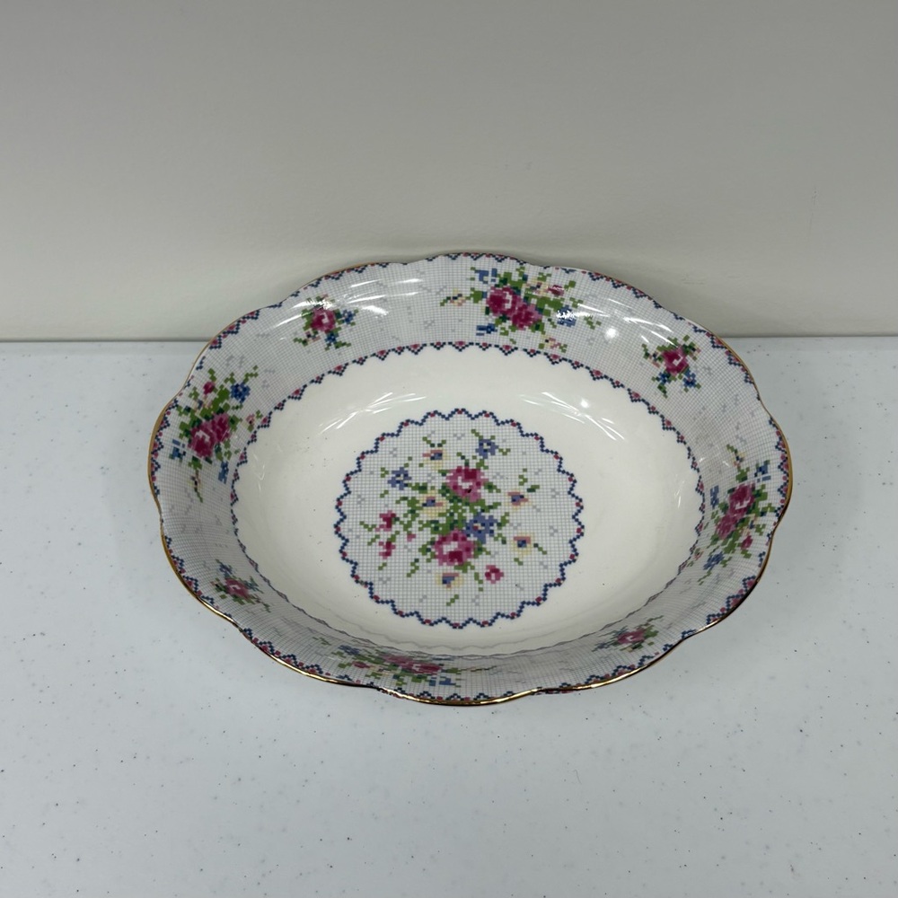Royal Albert Petit Point Oval Serving Bowl Bone China Made In England RARE